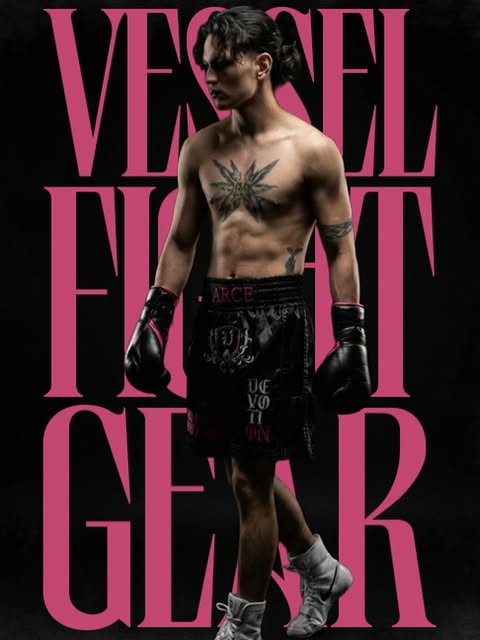 Vessel fight gear campaign featuring black training shorts